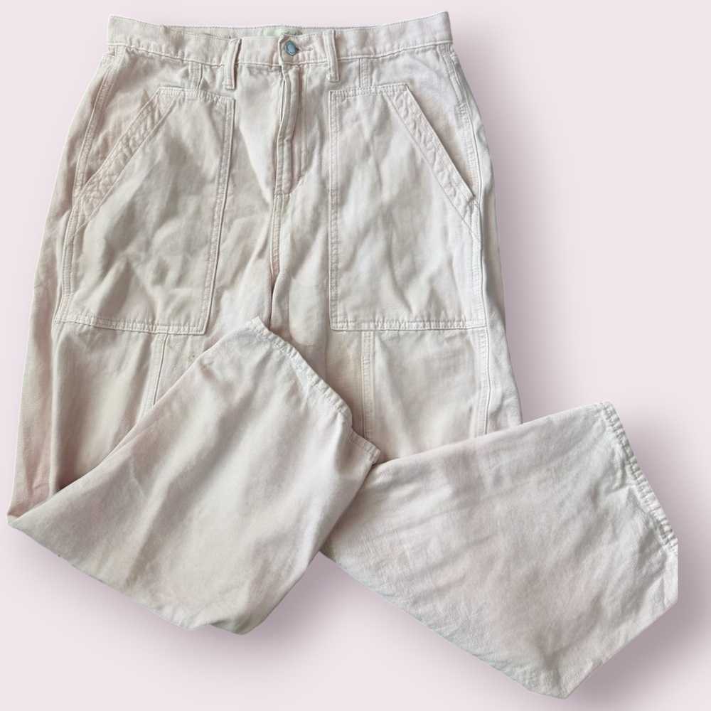 Universal Thread High Rise Utility Jeans Light Pink Wide Leg Size 12 - Picture 3 of 4